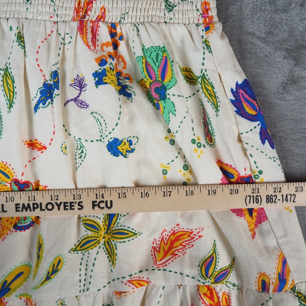Sugarlips Cornelia Linen Blend Maxi Dress Sz XL Tired Smock Waist Boho Floral - Picture 10 of 15